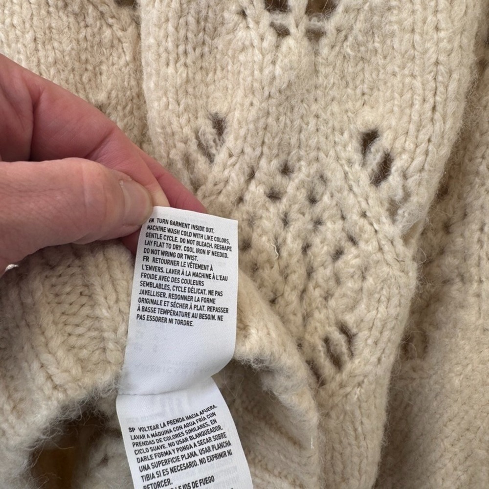 American Eagle Sweater Womens Small Ivory Oversized Wool Blend Cottagecore Boho - Picture 10 of 15